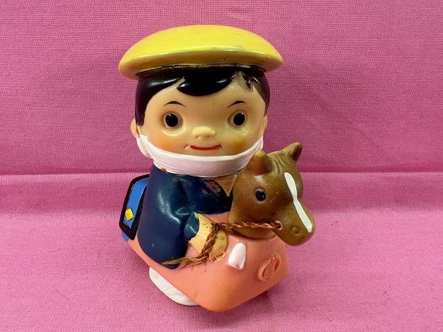 ④約9cm 青森銀行 アッちゃん ソフビ 貯金箱/昭和レトロ