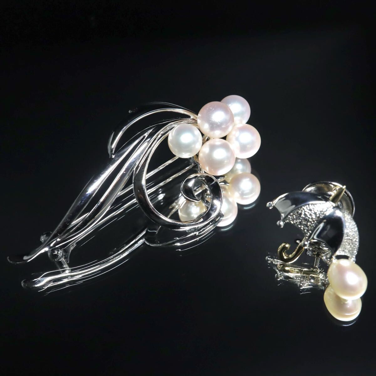 MIKIMOTO ミキモト ピンブローチ ピンクゴールド/シルバー