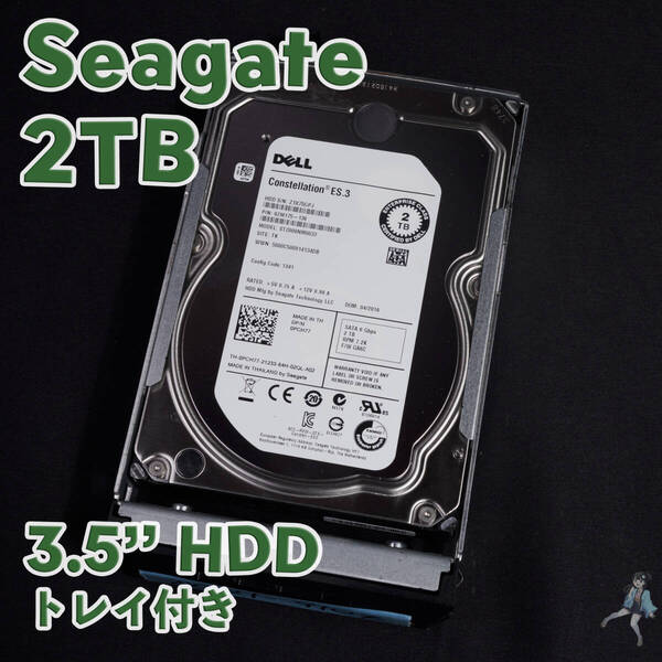 【SG2T-910t】Seagate Dell 3.5インチHDD 2TB ST2000NM0033 トレイ付き【動作中古品/送料込み】
