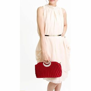 【新品】サテン プリーツ パーティバッグ ワインレッド 結婚式 クラッチ ショルダー 2way 高見え 上品