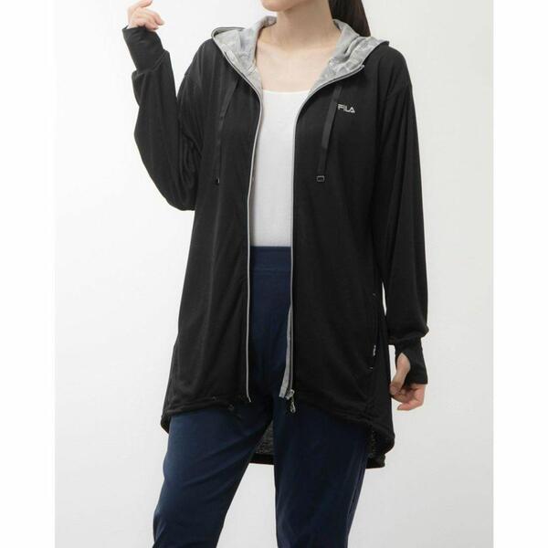 新品 FILA フィラ UV モッズライク 撥水 ロングパーカー ブラック M