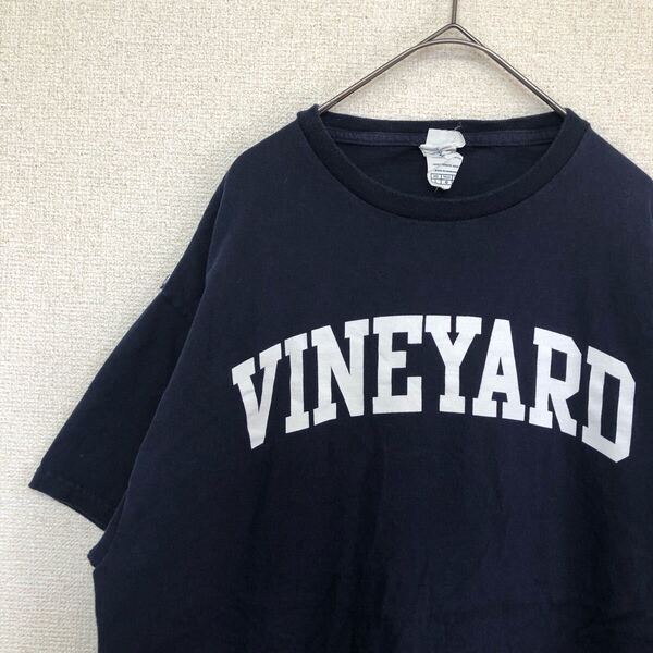 デルタ tシャツ カレッジ ロゴ ネイビー アメリカ古着 L 1740