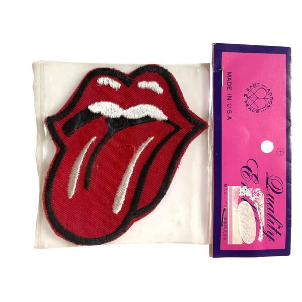未使用 80s 1980年代 USA製 ローリングストーンズ ビンテージ 刺繍 パッチ ワッペン ロック Rolling Stones アメリカ アメリカ古着 デット