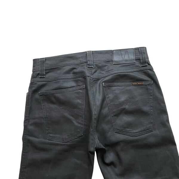 Nudie Jeans ヌーディージーンズ レザー調 イタリア製 W32 コーティング スリム テーパード メンズ デニム ジーンズ ストレッチ Italy製