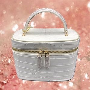 本物クロコ・希少・腹革 シャム クロコダイル ハンドバッグ 化粧ポーチ AY02C108