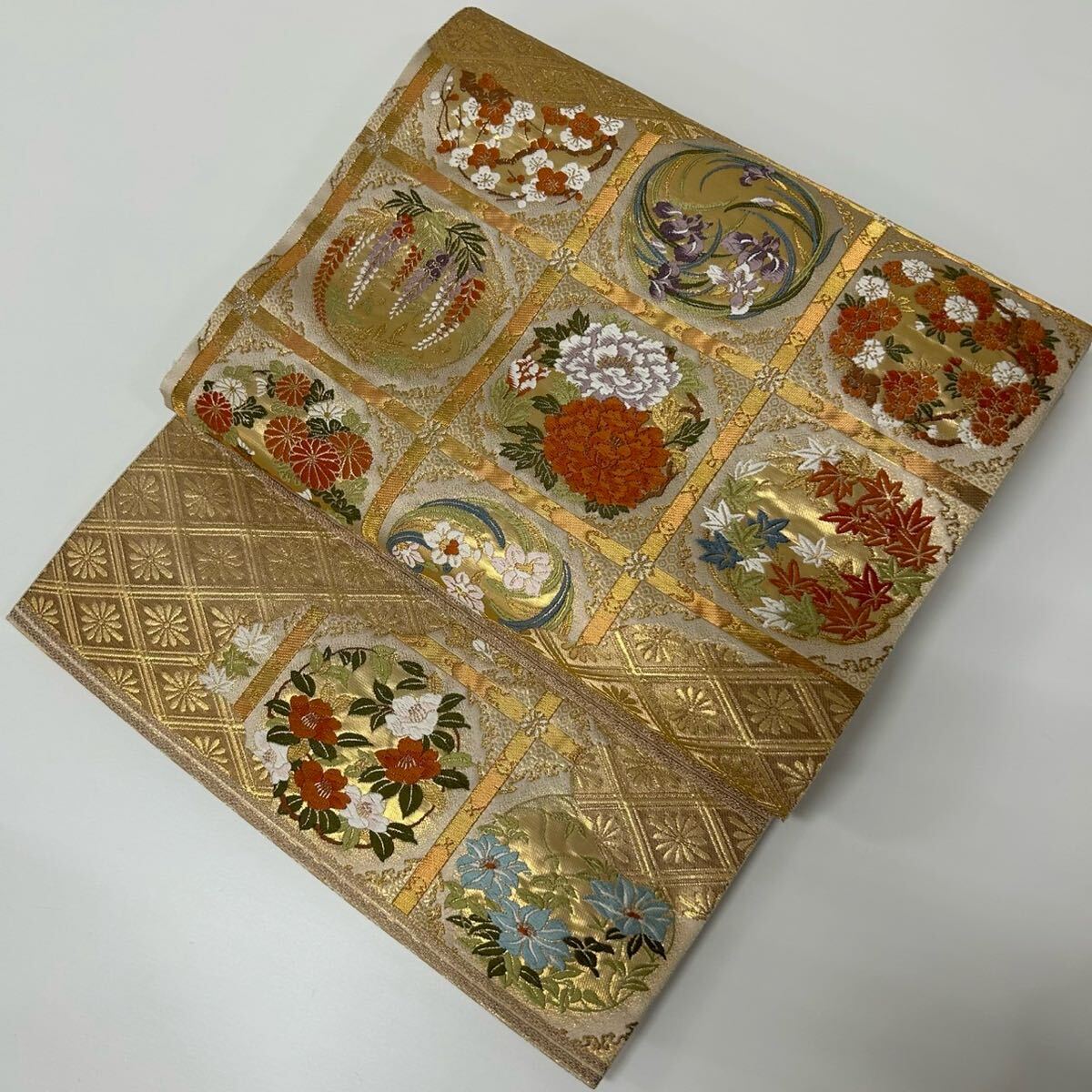 新品未仕立 豪華 西陣織高級袋帯 細密織 伊藤若沖【梅花皓月図