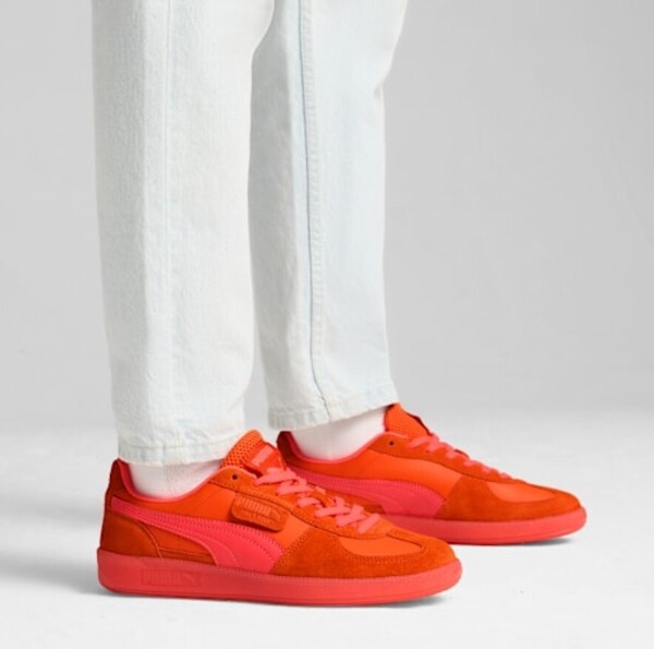 ☆未使用☆ PUMA PALERMO CITRUS FLAME FLICKER-SUNSET 27.5cm メンズ スニーカー 天然皮革 スウェード レザー レッド プーマ パレルモ