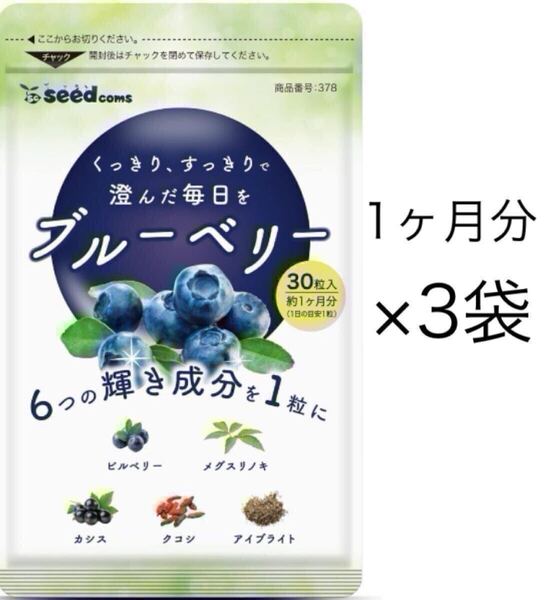 ★送料無料★ブルーベリー 約3ヶ月分約1ヶ月分30粒入×3袋)シードコムス サプリメント アントシアニン ビルベリー