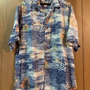 レインスプーナー アロハシャツ ヴィンテージアロハ 柄シャツ 半袖 L ブルー