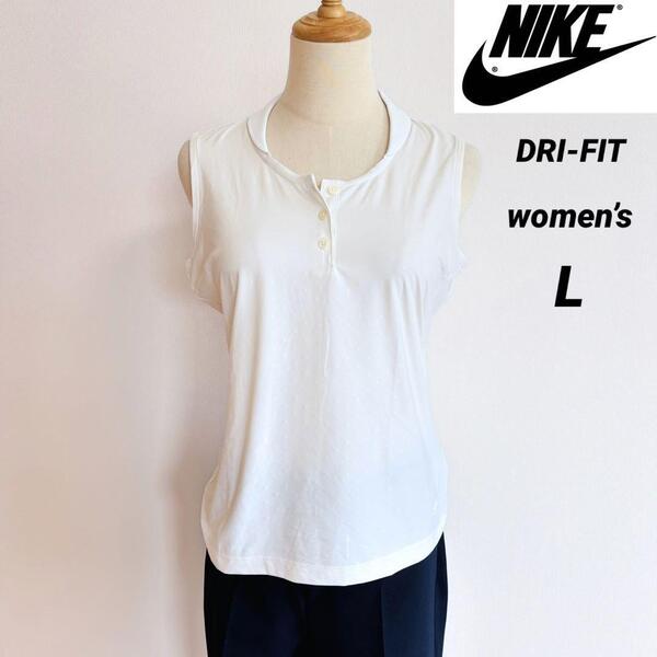 NIKE golf ナイキ ゴルフ ドライフィット 冷感 レディース ノースリーブ ポロシャツ L 白