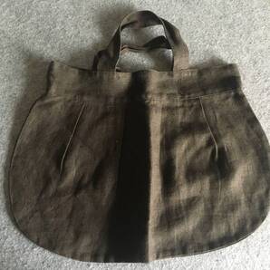送料込 即決 fog linen work リネン トートバッグ ラウンド フォグリネンワーク ダークブラウン 麻