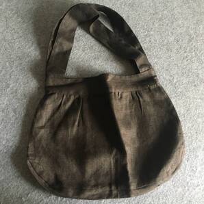 送料込 即決 fog linen work リネントートバッグ ショルダー ラウンド フォグリネンワーク ダークブラウン 麻