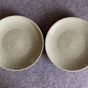 送料込 即決 旧ロゴ 廃番色 アラビア ARABIA アベック avec グリーン プレート26cm 2枚