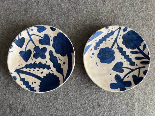 送料込 即決 希少 鹿児島睦 makoto kagoshima 花 絵皿 ブルー ホワイト atelier de la paix アトリエ・ド・ラ・ペ