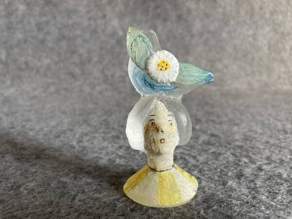 送料込 即決 安達知江 girl bird ガール 鳥 ガラス オブジェ パートドヴェール 置物