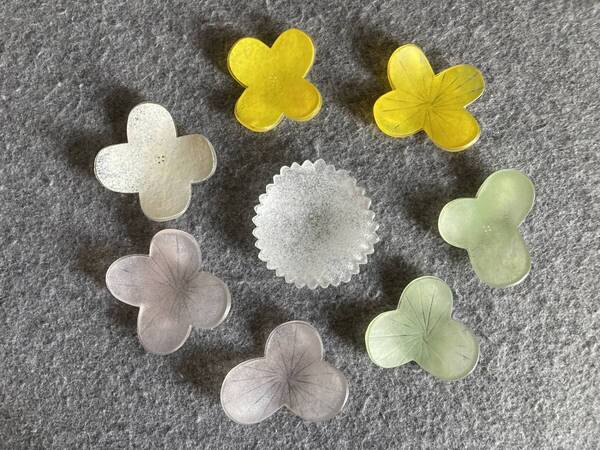送料込 即決 八木麻子 やぎあさこ 花小皿 hanakozara イエロー ホワイト グリーン ピンク 黄 白 緑 8個