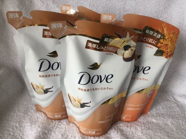 新品 匿名発送 送料無料 Dove ダリア&バニラ ボディソープ 液体 詰め替え用 330g×4袋