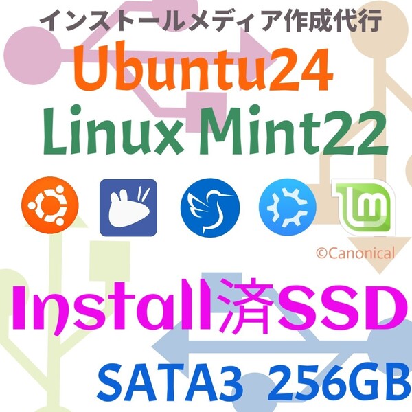 インストール済みSSD★ Ubuntu / Linux Mint / Lubuntu / Xubuntu / Kubuntu SATA3 SSD 256GB Linux OS 初期設定済 Steam 動画編集 ゲーム