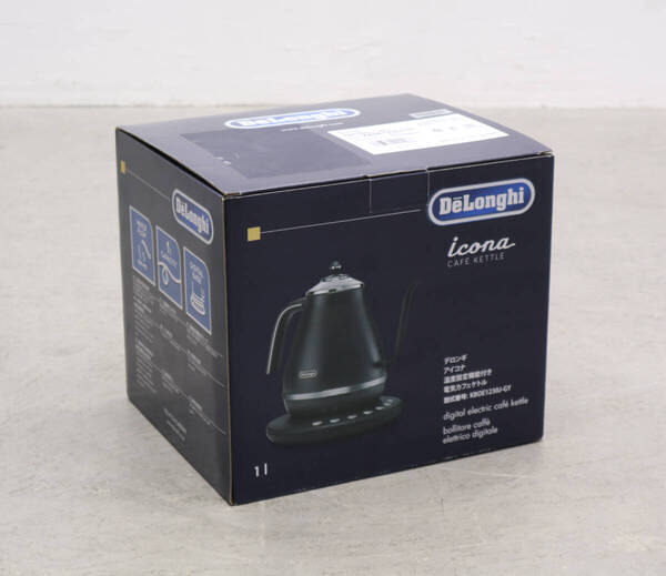 未使用 DeLonghi デロンギ 電気ケトル アイコナ 温度設定機能付き 電気カフェケトル KBOE1230J-GY/アマダナバルミューダ/PFK19129