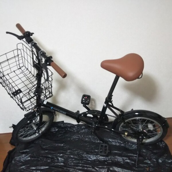 AIJYU CYCLE 折りたたみ自転車 16 インチ 軽量 【空気入れ付き】 着脱可能カゴ ミニベロ 折りたたみハンドル フロントライト1