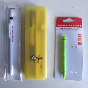 【筆記具3点1組】NECバザールでござーる・ペンケース&シャープペン/カキカキシカジカ・ボールペン/ガチャピン・タッチペン 未使用品