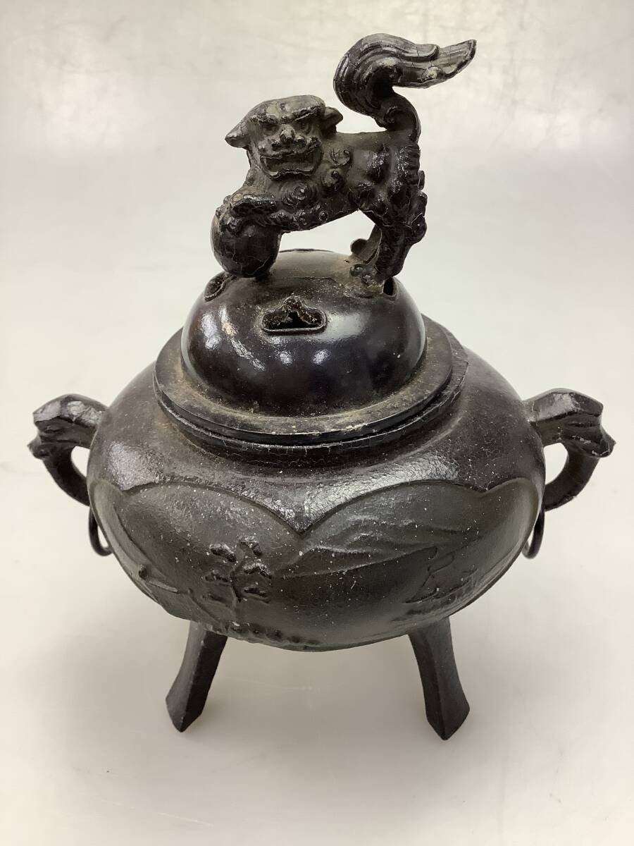 とても古い 銅製 大香炉 在銘 骨董品