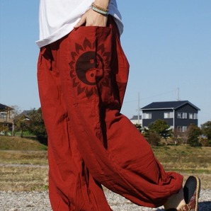 ★エスニック アラジンパンツ コットン素材 陰陽プリント 送料込★新品未使用E★アジアン コットン素材 透け感無し サルエル