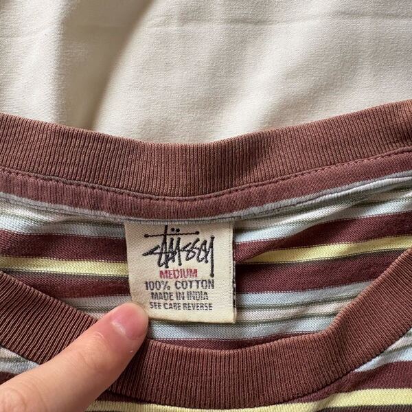 90s OLDstussy boarder t-shirt tee made in Australia 90年代 オールドステューシー 白タグ Tシャツ 半袖 オーストラリア製 ボーダー