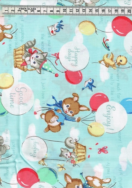 ★国産コットン QUILT GATE キルトゲイト カワイイトモダチ アニマル ブルー サイズ約30cm×110cm h-231