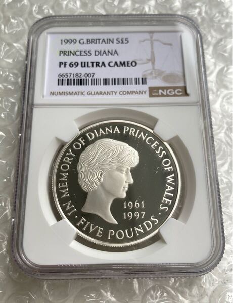 NGC鑑定PF69UC 1999年 イギリス ダイアナ妃追悼祈念 5ポンド銀貨 シルバープルーフコイン 英国 イギリス ロイヤルミント Princess Diana