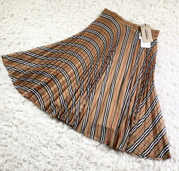 新品タグ付き BURBERRY LONDON バーバリーロンドン プリーツスカート ノバチェック シルク
