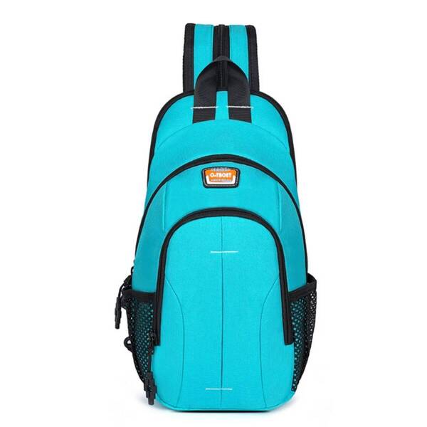 ボディバッグ 水色 2way リュックにできるボディバッグ 肩紐ジッパー 小型 大容量 軽量 ワンショルダー 斜め掛け シンプル 男女兼用