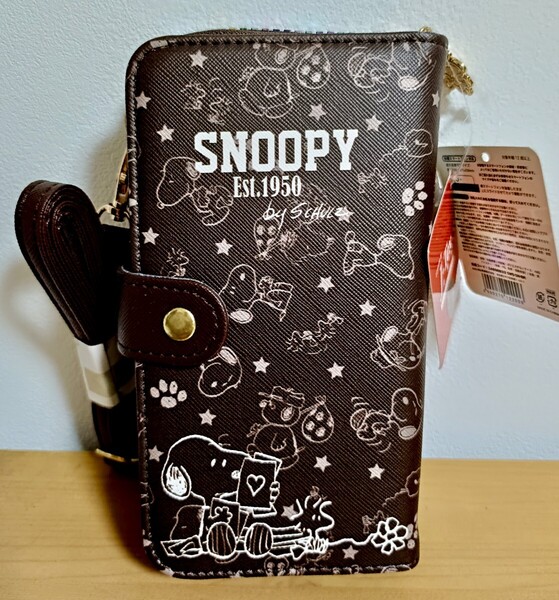 【未使用】スヌーピー スマホケース付きウォレット 財布ショルダーバッグ PEANUTS