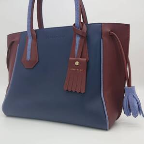 LONGCHAMP ロンシャン ペネロペ ハンドバッグ レザー タッセル ネイビー ブラウン