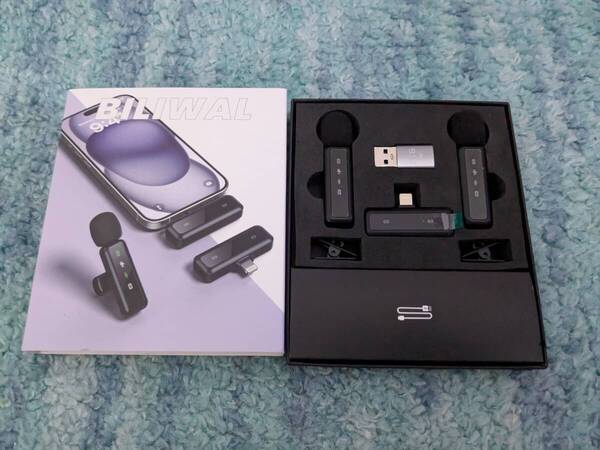 0706u0203 BILIWAL ピンマイク ワイヤレス iPhone/iPad/PC対応 5X LED指示灯搭載 360°集音 360°回転可能(受信機:Lightning端子)