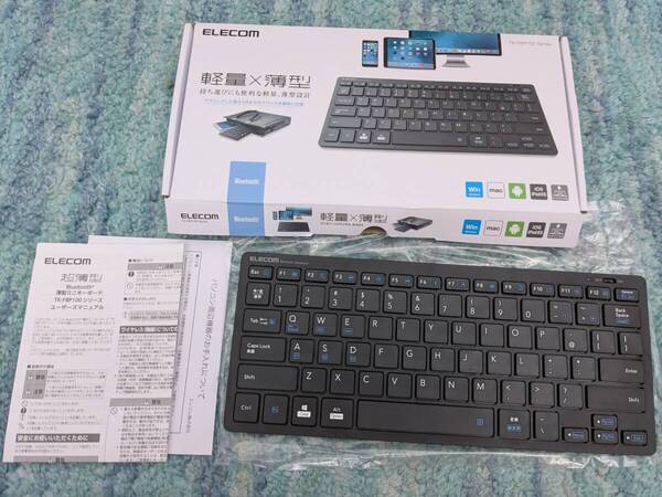 ◎0706u3018 エレコム Bluetooth キーボード パンタグラフ式 軽量 マルチOS対応 iPad Surface Chromebook ブラック TK-FBP102BK