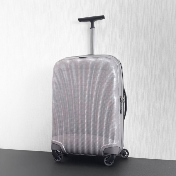 美品 Samsonite サムソナイト Cosmolite コスモライト SPINNER スピナー 55 機内持ち込み 36L 4輪 TSAロック パール 白~銀色 スーツケース