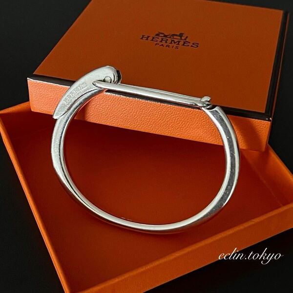 【E4639】稀少品 初期モデル!HERMES vintage ビンテージ エルメス《CLICK クリック》シルバー バングル LG ブレスレット sv925