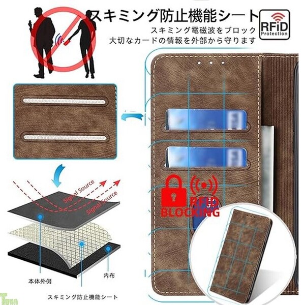 ブラウン RFID磁気防止 手帳型 シック お洒落 高品質 PUレザー オッポ OPPO Reno 13A 保護 財布型 スタンド機能 カード収納 ケース カバー