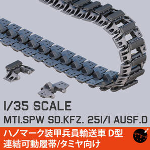 1/35スケール Mt1.SPW Sd.Kfz. 251/1 Ausf.D. ハノマーク 連結可動履帯 3Dプリント製