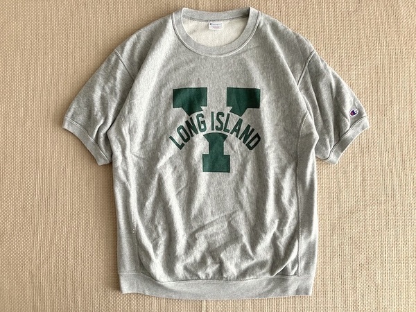 即決 別注品 Champion REVERSE WEAVE ビッグシルエット 半袖 スウェット Mサイズ LOMG ISLAND ロングアイランド New York
