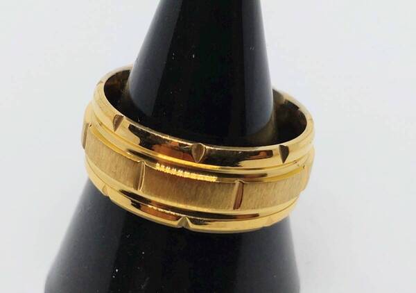 送料無料 【15号】センター 艶消し ゴールド リング 指輪 ストリート 病み系 ロック ファンスマ