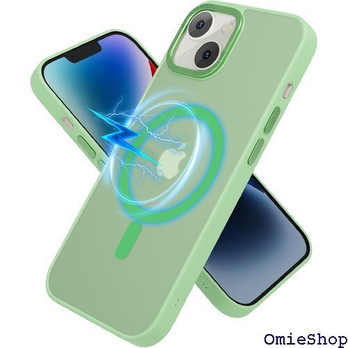 米軍MIL規格・Magsafe対応 iPhone 14 電速度 ワイヤレス充電 磁気スマホケース ライトグリーン 1673