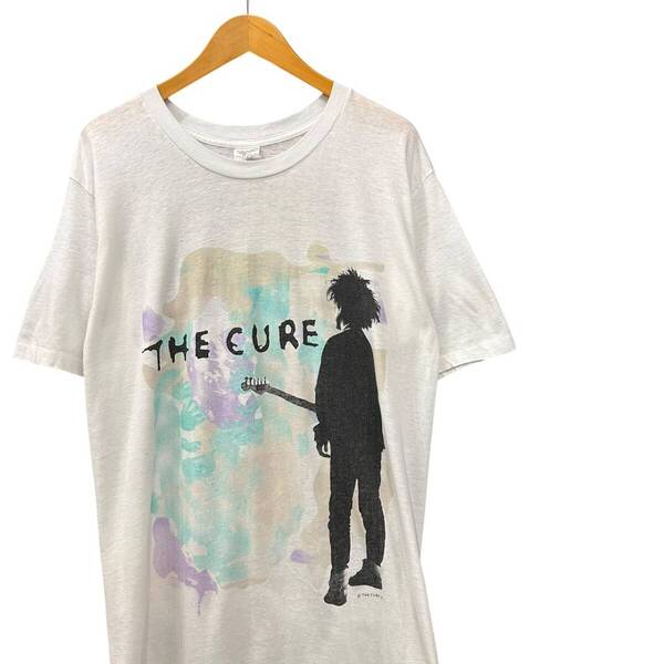 80s ビンテージ THE CURE 両面 プリント バンド Tシャツ L位 ホワイト 80年代 ザキュアー ロックT バンT