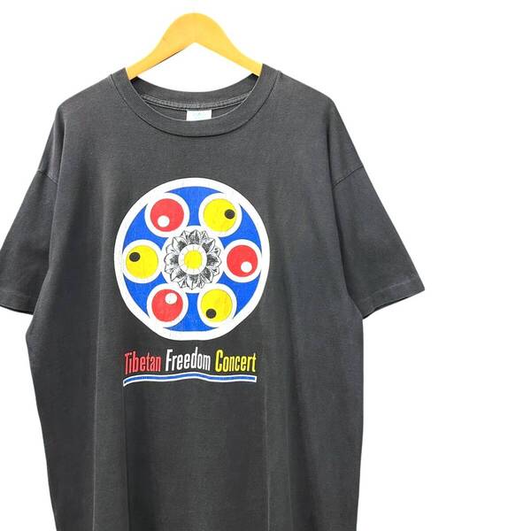 90s ビンテージ Tibetan Freedom Concert フェス 両面プリント バンド Tシャツ XL ブラック 90年代 ロックT バンT
