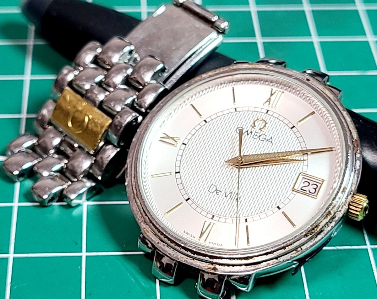 1円スタート】【箱付き】OMEGA オメガ デビル SS シルバー文字盤