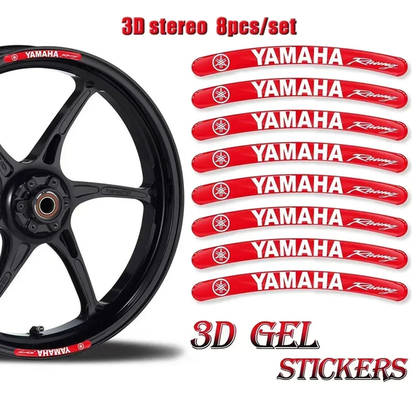 ●即納●送料無料●YAMAHA●ヤマハ 3D レッド ホイール リム用ステッカー② 8枚セット●
