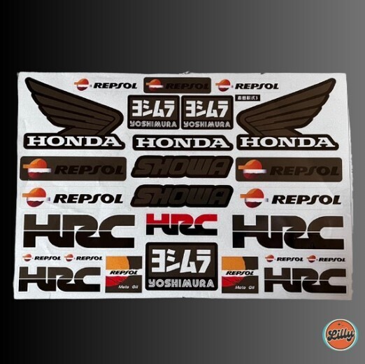 ●送料無料●希少カラー●ホンダ HRC ヨシムラ 大判ステッカー ロゴ ウィング デカール 防水 カッティングステッカー 1シート ブロンズ