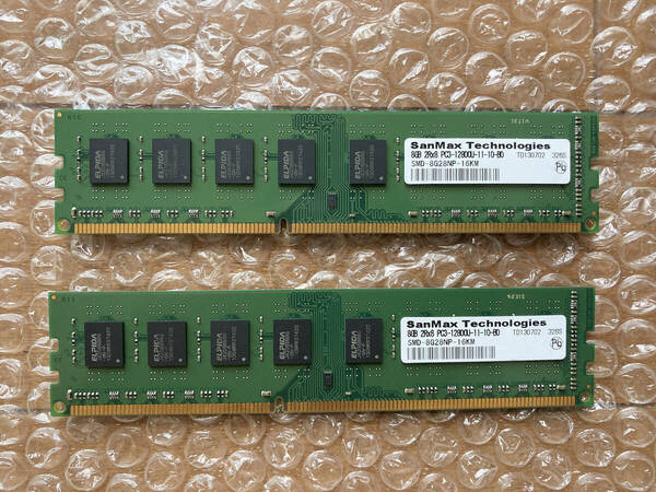 SanMax 2rX8 PC3-12800U 8GB 2枚組 1セット 16GB DDR3 デスクトップ用 メモリ 240ピン DDR3-1600 8GB 2枚で 16GB DDR3 DESKTOP RAM