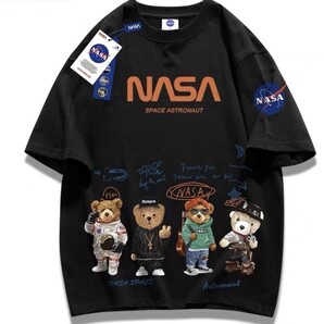 新品 NASA 宇宙飛行士 宇宙 半袖Tシャツ Tシャツ メンズ XL コットン 綿 激かわ ベアー ナサ 未使用 ブラック 黒